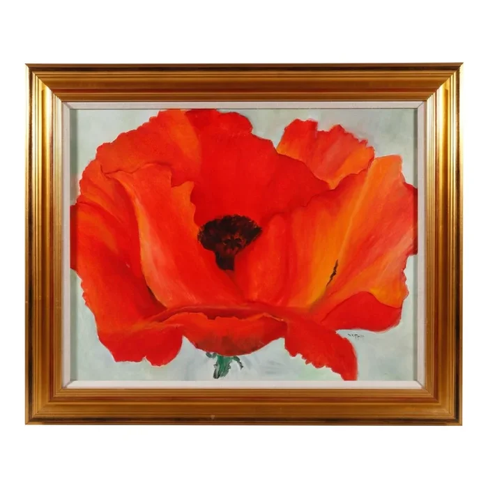 ‘Red Poppy’ Georgia O’Keefe Replica Oil on Canvas