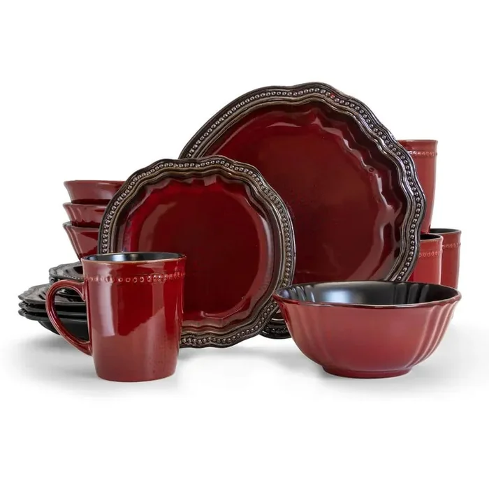 Regency 16-Piece Casual Red Stoneware Dinnerware Set (Service for 4)