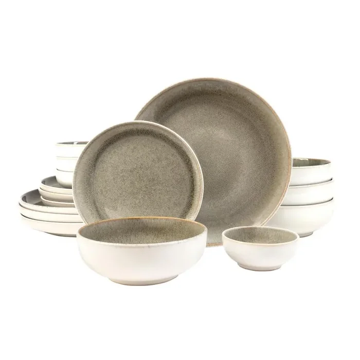 Resona Moss 16-Piece Green Dinnerware Set