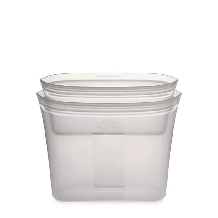 Reusable Silicone 2-Piece Bag Set – Sandwich 24 oz., Snack 4 oz. Zippered Storage Containers in Gray