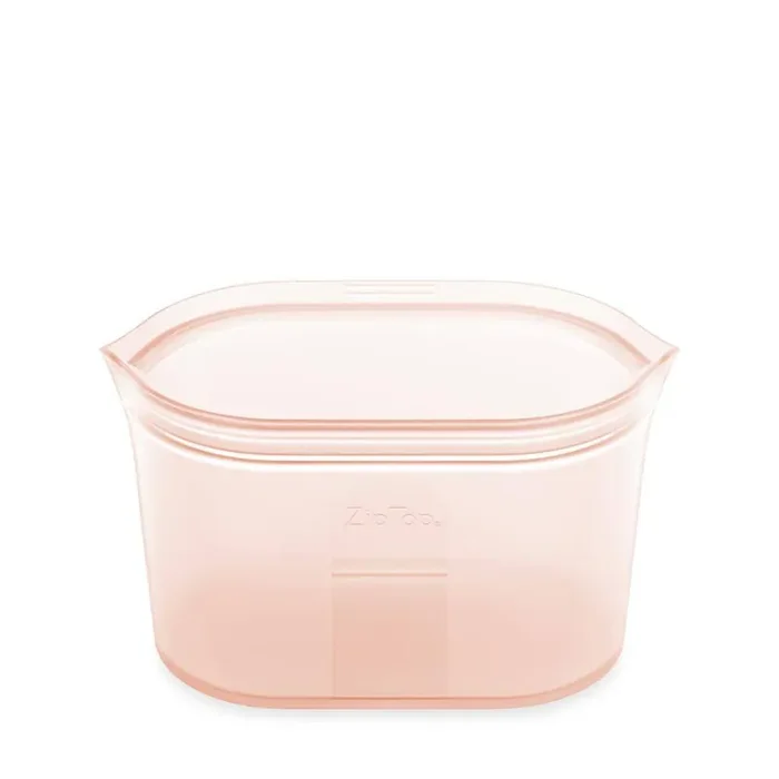 Reusable Silicone 32 oz. Large Dish Zippered Storage Container, Peach