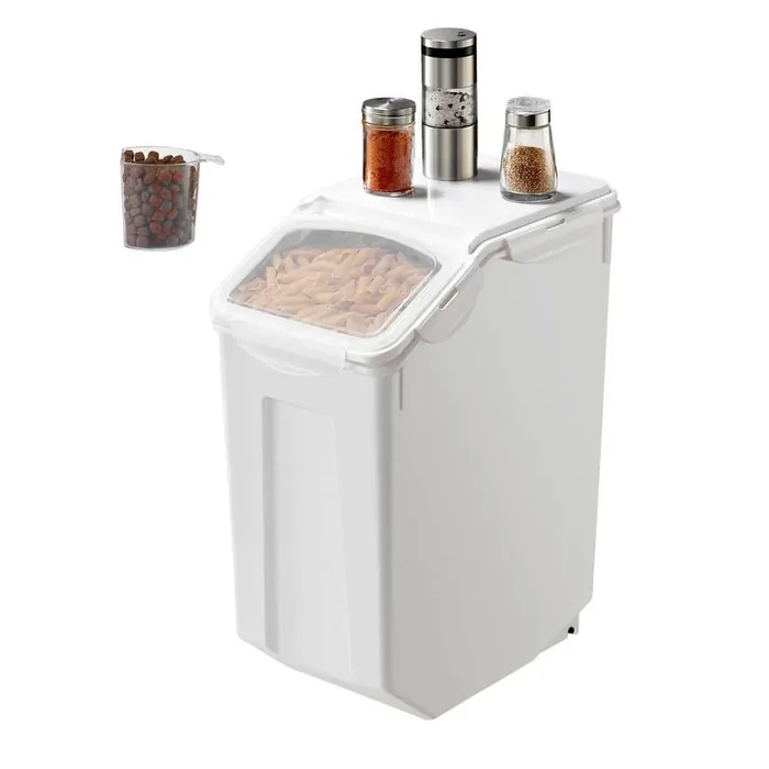 Rice Storage Container, 4. 5 gal. /20L Capacity Large Dog Food Dispenser Bin, Kitchen Ingredient Grain Cereal Flour Bin