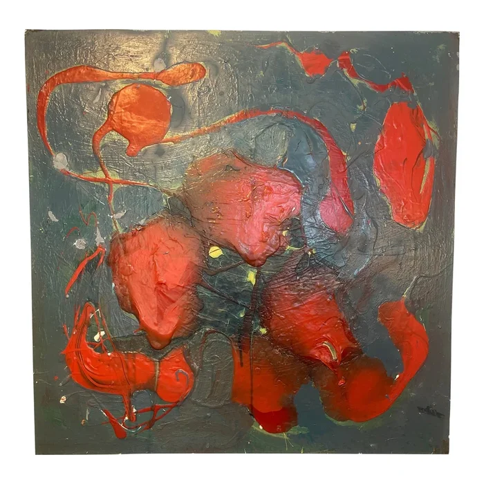 “Rino”, 36×36 In. Mid Century Modern, Abstract, Multi-Directional, Coa