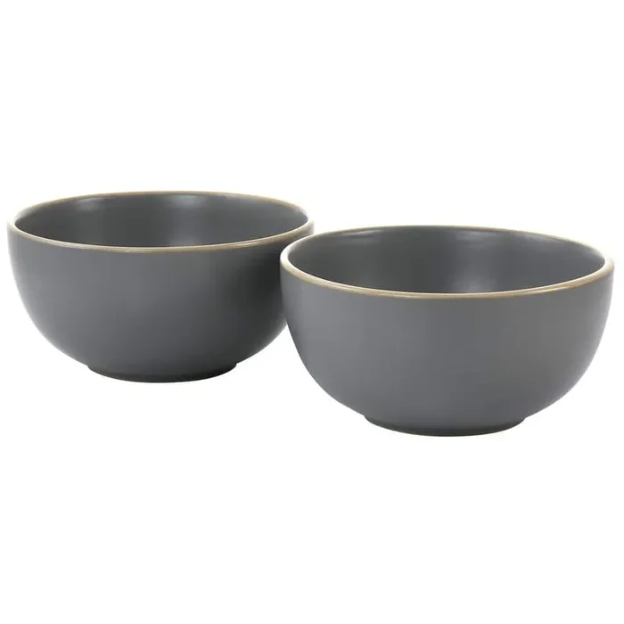 Rockaway 24 fl. oz. Matte Gray Stoneware Cereal Bowl Set of 2