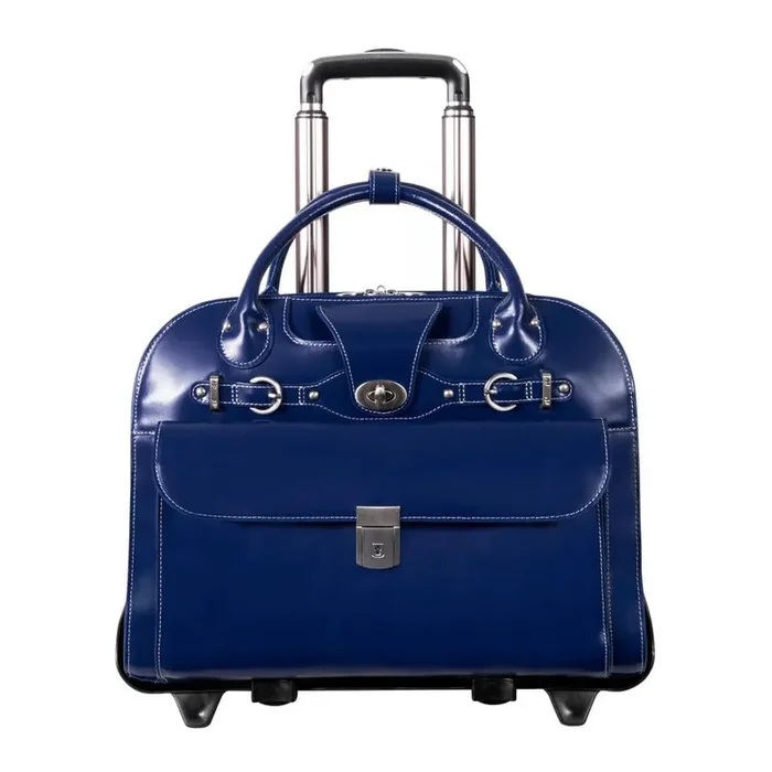ROSEVILLE, Top Grain Cowhide Leather, 15 in Checkpoint-Friendly Detachable Laptop Briefcase, Navy (96647)