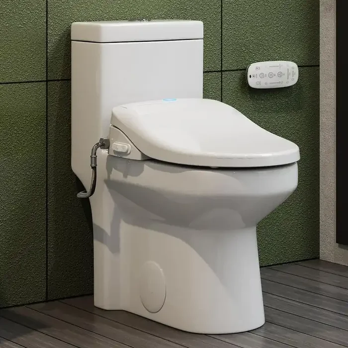 Round Bidet Toilet Combo Dual Flush 1.1/1.6 GPF in White with Electric Bidet Seat Warm Air Dryer