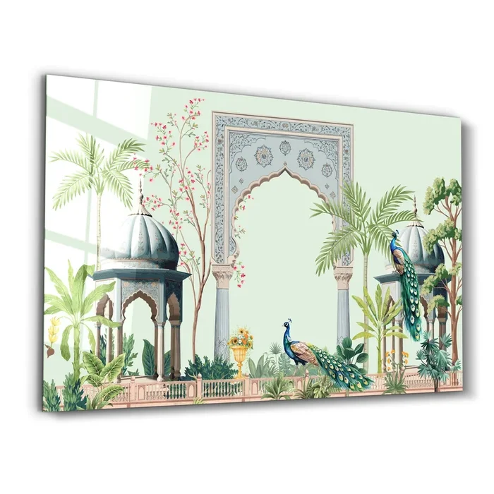 Royal Serenity – Peacock Garden Glass Wall Art