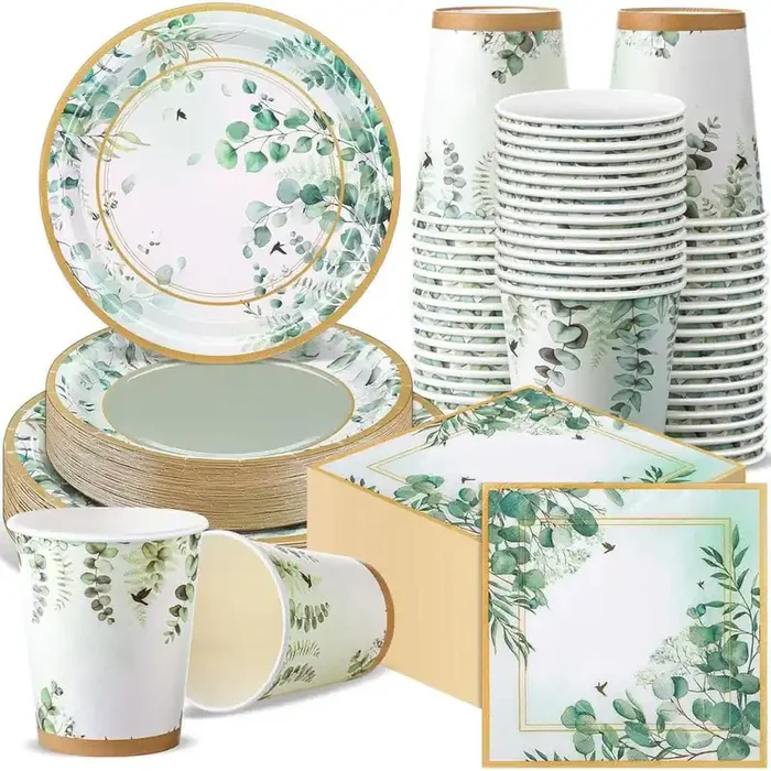Sage Green Disposable Tableware Set for 50-Guests (250-Piece)