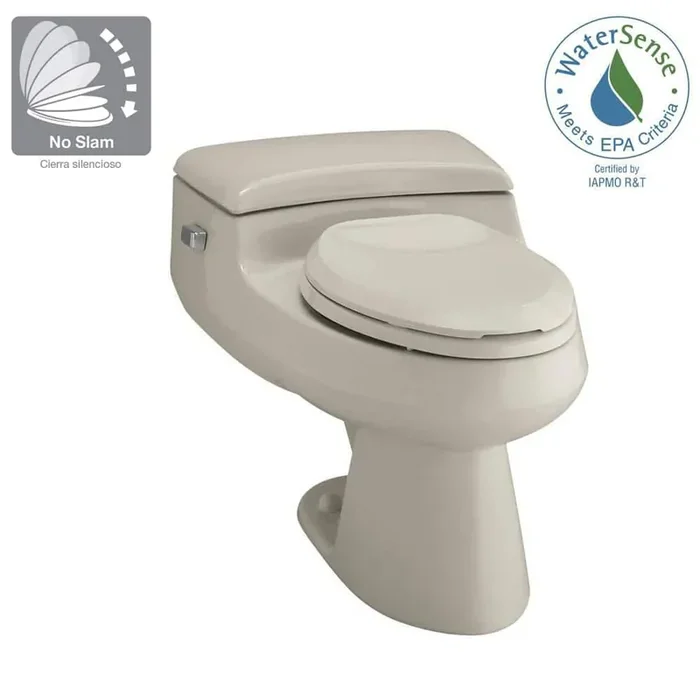 San Raphael 12 in. Rough In 1-Piece 1 GPF Single Flush Elongated Toilet in Sandbar Seat Included