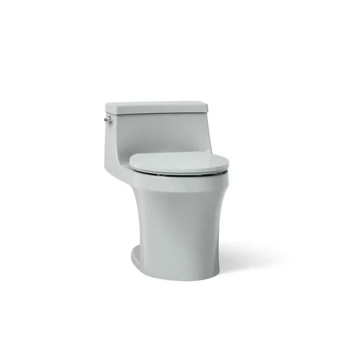 San Souci 12 in. 1-Piece 1.28 GPF Single Flush Round Toilet in Ice Grey (Seat Included)