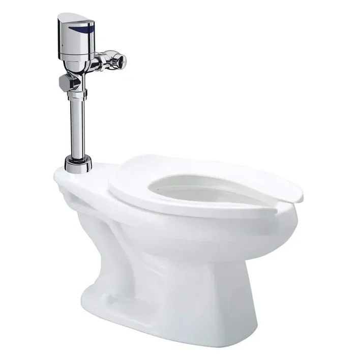 Sensor 12 in. Rough in Floor Mounted Elongated Toilet System Top Mount 1.28 GPF Battery Powered Flush Valve in White