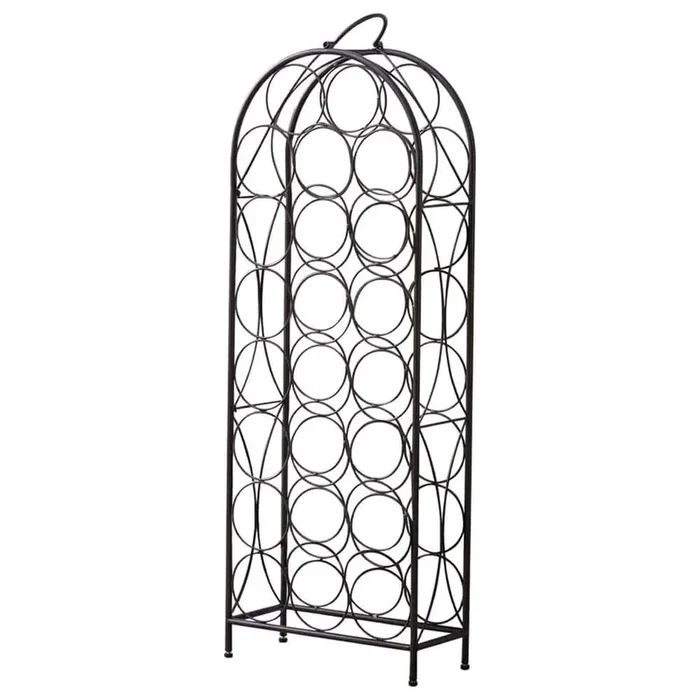 SignatureHome Pewter Finish Material Metal Salinger Bottles Wine Rack With 23 Bottles Holder Size 6″W x 13″L x 35″H