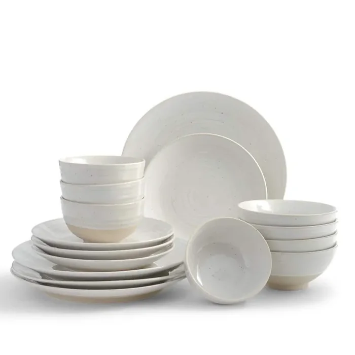 Siterra 16-Piece Casual Rustic White Stoneware Dinnerware Set (Service for 4)