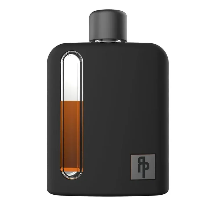 Sleek Glass Hip Flask (3.4 oz. )-Black Silicone-Covered Flask for Liquor with Cork Lid