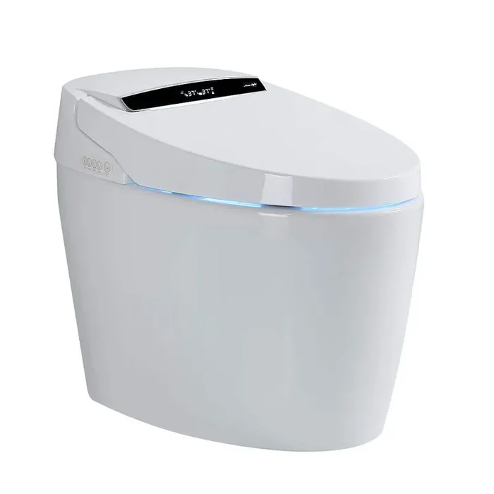 Smart Bidet Toilet with Remote Control 1.28 GPF in White with Oval almond seat ring, Deodorizing, Soft Close