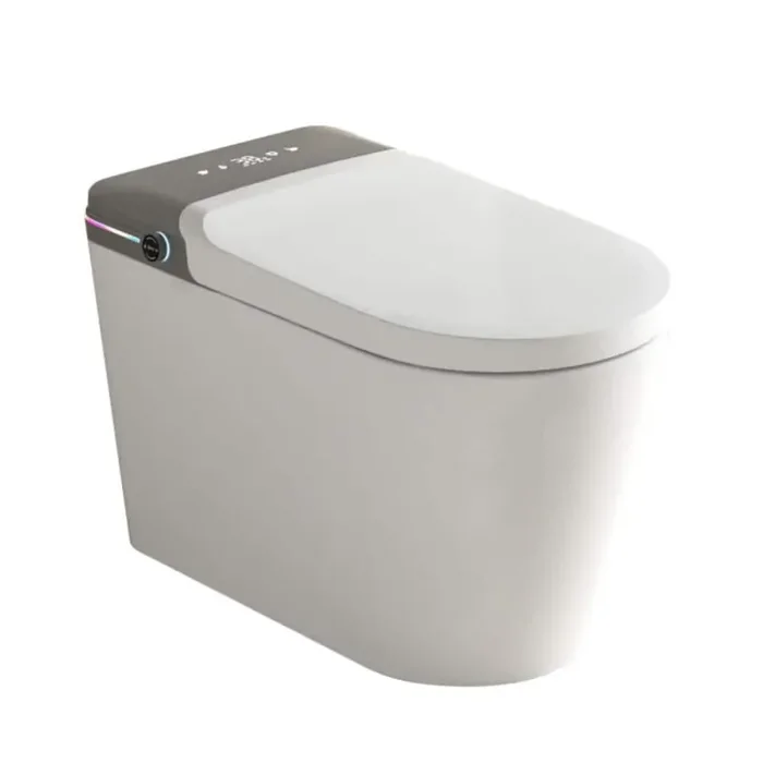 Smart Bidet Toilet with Remote Control 1.28 GPF in White with Oval almond seat ring, Deodorizing, Soft Close