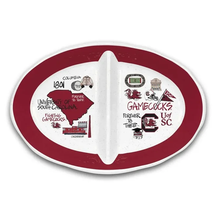 South Carolina 16.5 in. Assorted Colors 2 Section Melamine Serving Platter