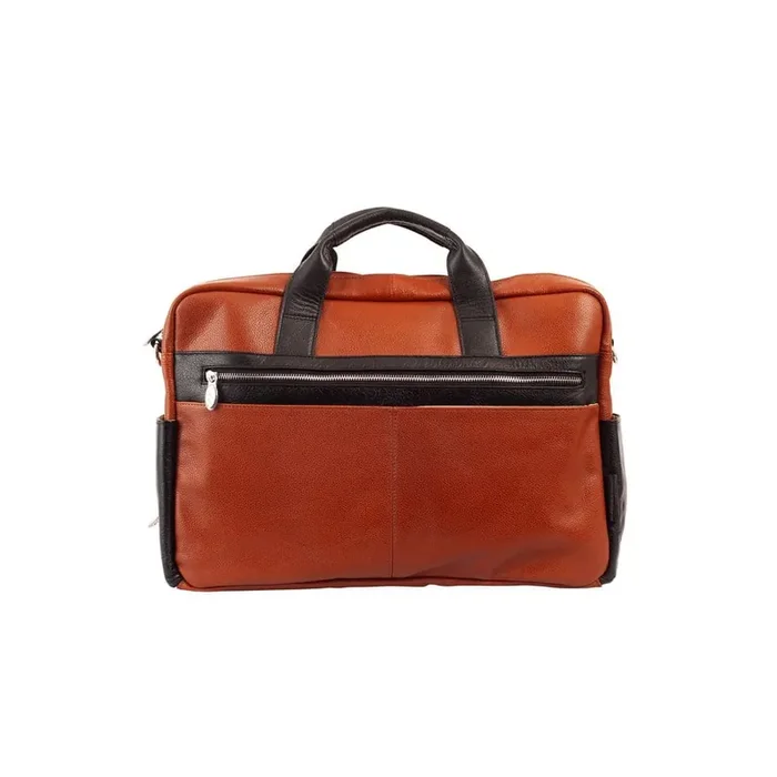 Southport Pebble Grain Calfskin Leather 17 in. Dual-Compartment Laptop Briefcase Brown (19100)