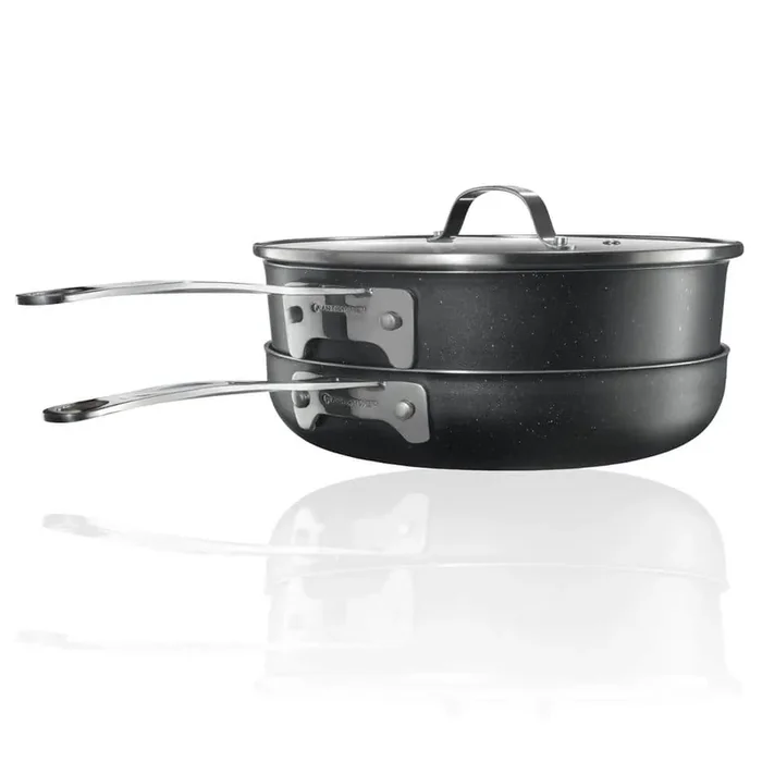 StackMaster 3-Piece Aluminum Non-Stick Diamond Infused Cookware Set