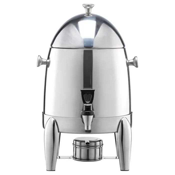 Stainless Steel 2.7 Gal. Beverage Dispenser with Alcohol Burner, Spigot & Ice Tube for Hot & Cold Drinks