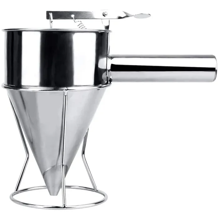 Stainless Steel Pancake Batter Dispenser with Stand Funnel Cake Dispenser with Rack for Takoyaki and Baking