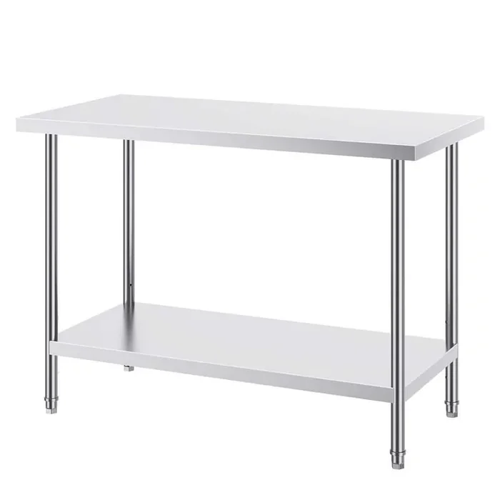 Stainless Steel Prep Table, 24 x 48 x 34 In. 800 lbs. Heavy Duty Metal Worktable with 3 Adjustable Height Silver