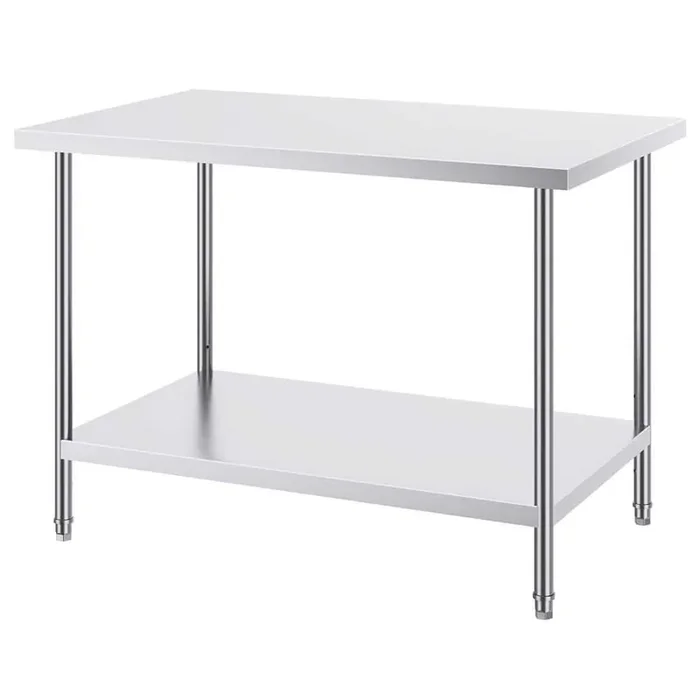 Stainless Steel Prep Table 30 x 48 x 34 In. Silver Kitchen Prep Table880 lbs. Load Capacity, Heavy Duty Metal Worktable