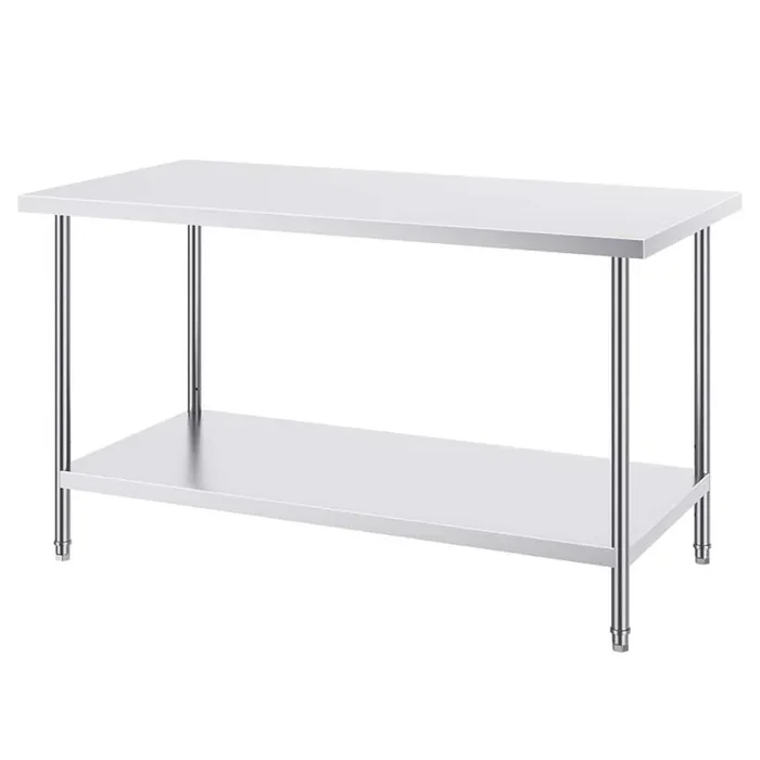 Stainless Steel Prep Table, 30 x 60 x 34 In. 910 lbs.Silver Kitchen Prep Table Load Capacity, Heavy Duty Metal Worktable