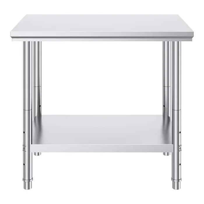 Stainless Steel Prep Table 35 x 24 x 31 in. 700 lbs. Silver Heavy Duty Metal Worktable with 3 Adjustable Height Levels