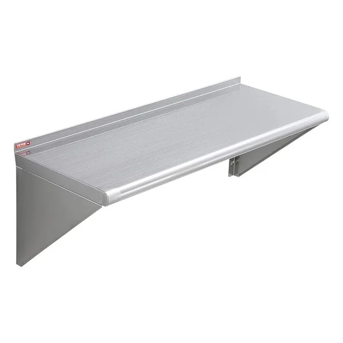 Stainless Steel Shelf 14 in. x 36 in. Wall Mounted Floating Shelving with Brackets 300 lbs Load Commercial Shelf,Silver