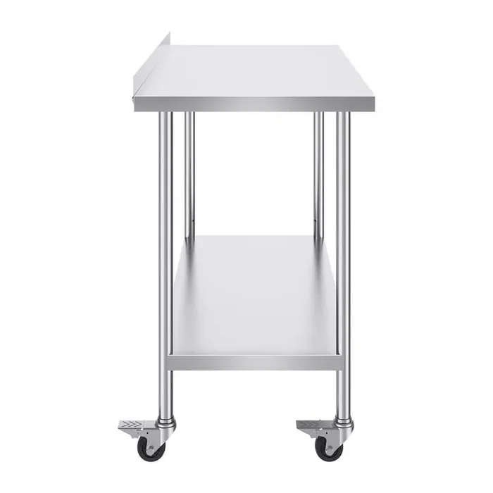 Stainless Steel Work Table, 24 x 48 x 40 In.Silver Kitchen Prep Table Commercial Food Prep Worktable with Casters