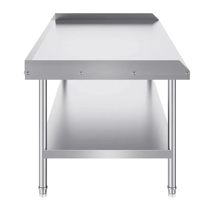 Stainless Steel Work Table, 30 x 60 x 26 in. Commercial Kitchen Prep Table, 3-Sided Backsplash with Adjustable, Silver