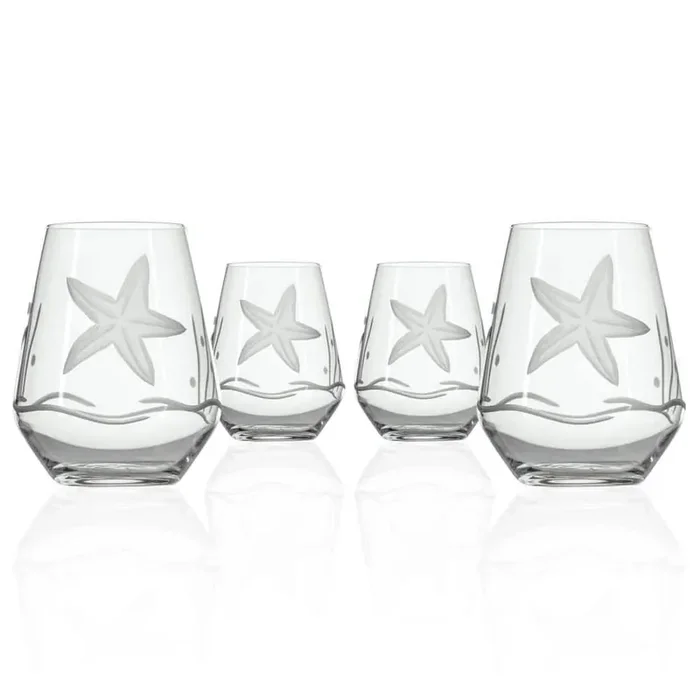 Starfish 18 oz. Stemless Wine Tumbler Glasses – Set of 4