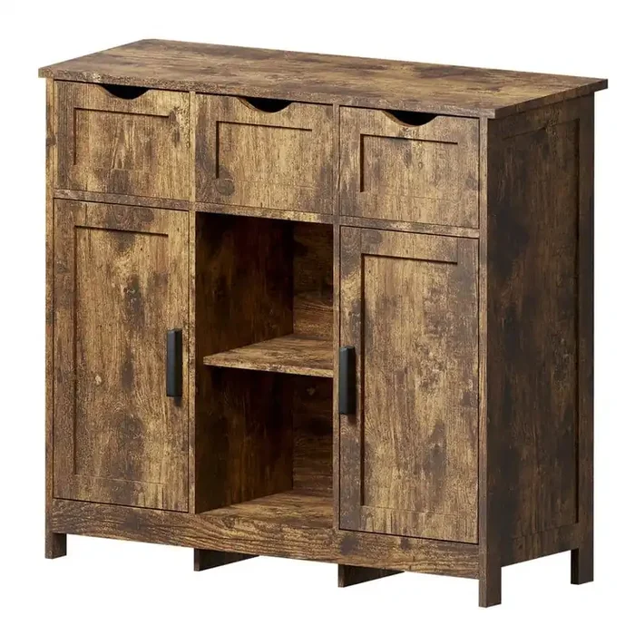Storage Cabinets, Wooden Floor Cabinet, with Drawers and Shelves Storage Cabinet