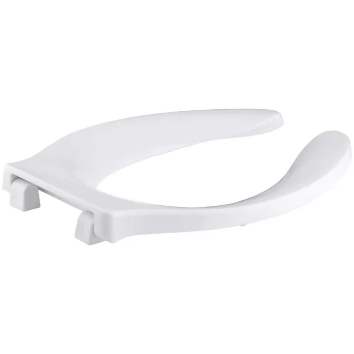 Stronghold Elongated Toilet Seat with Self-sustaining Check Hinge in White