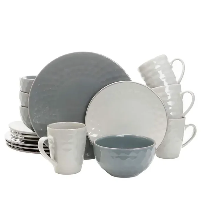 Tahitian Pearl 16-Piece Stoneware Dinnerware Set, Misty Blue