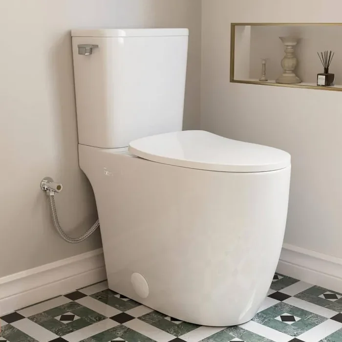 Tall Toilets for Seniors 21 in. Swirl Flush, 1.28 GPF, Modern 2-Piece White High Toilet, Elongated Bowl 12 in. Rough-in