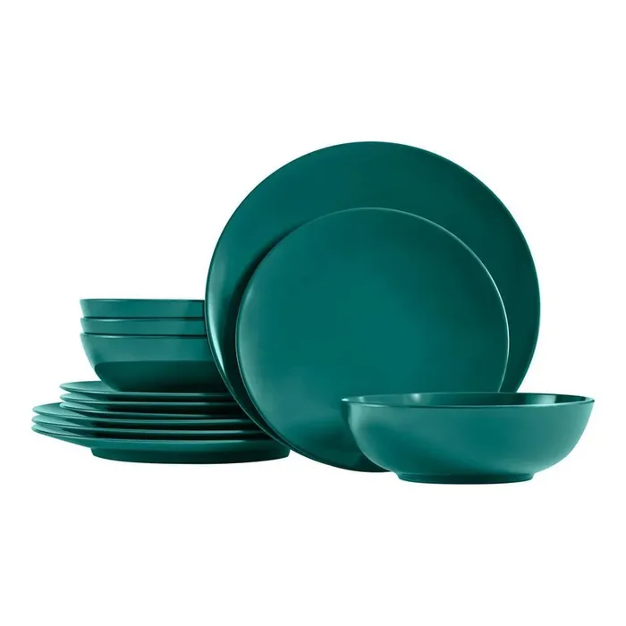 Taryn Melamine Dinnerware Set in Gloss Malachite Green (Service for 4)