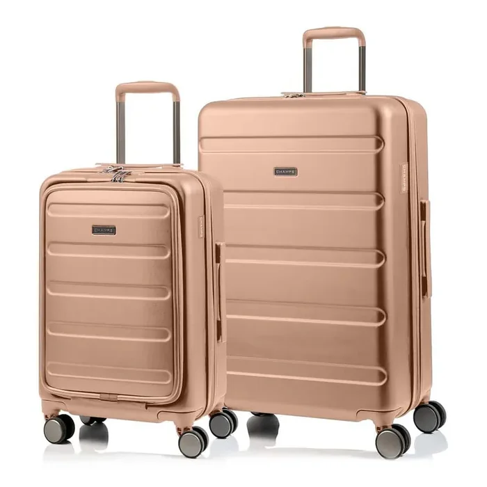 Tech 2-Piece Rose Gold Hardside Laptop Pocket Luggage Set