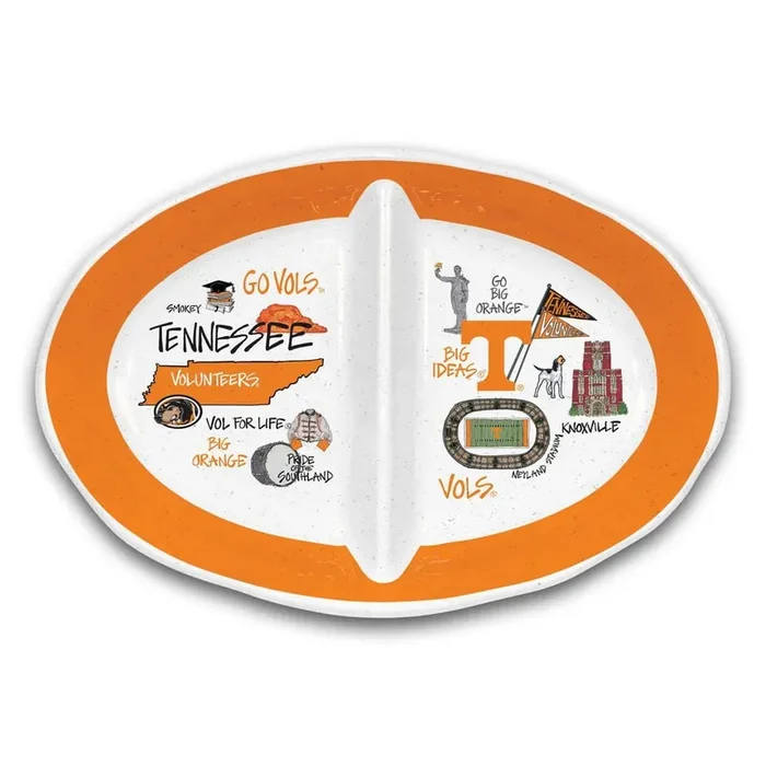Tennessee 16.5 in. Assorted Colors Oval Melamine 2-Section Serving Platter
