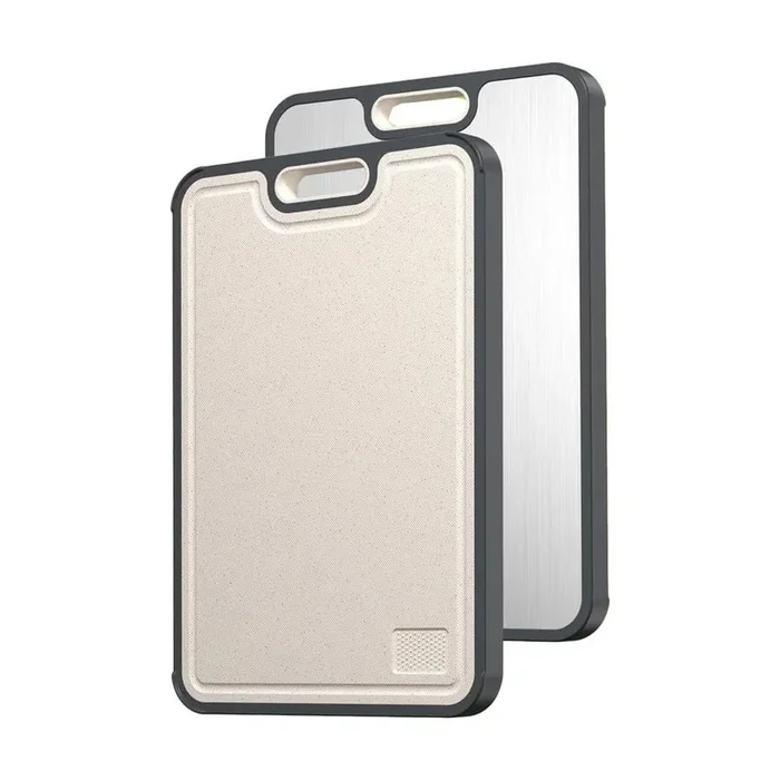 Titanium and Wheat Straw PP Double – Sided 16 in. x 11 in. Cutting Board with Juice Groove and Garlic Grinding Area