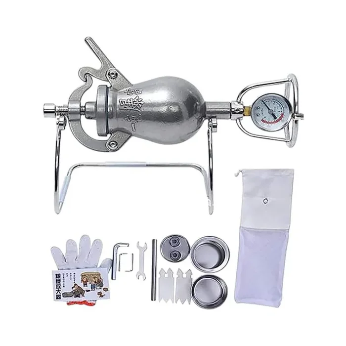 Traditional Popcorn Machine, 100ml High Pressure Stainless Steel Hand Crank Popcorn Maker with Pressure Gauge