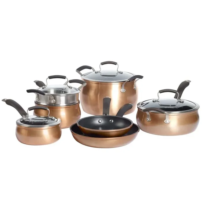 Translucent 11-Piece Hard-Anodized Aluminum Nonstick Cookware Set in Copper