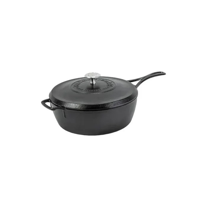 Triple Seasoned 4 Qt Cast Iron Deep Skillet with Lid