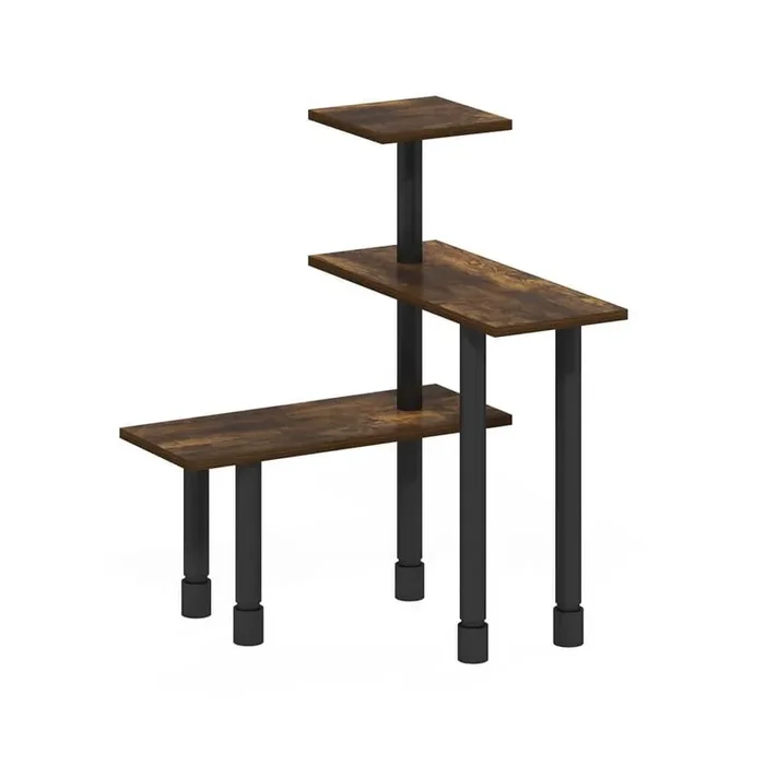 Turn-N-Tube 3-Shelf Amber Pine/Black Multipurpose Corner Countertop Organizer Shelf