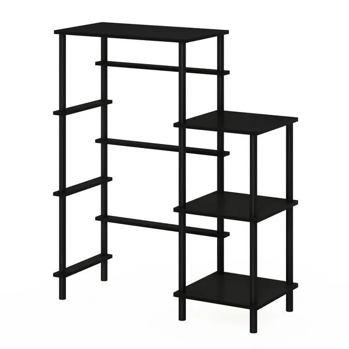 Turn-N-Tube Americano/Black Tall Kitchen Cart Storage Shelf with Wood Top