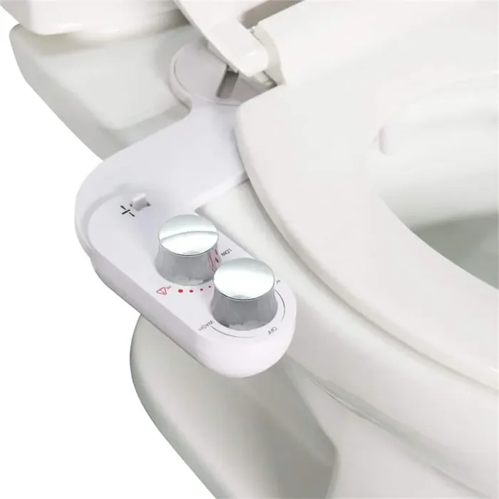 Ultra-Thin Single Nozzle Non-Electric Hot and Cold Bidet Sprayer Bidet Attachment System in White with Self-Cleaning