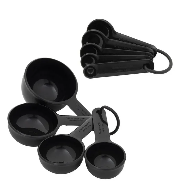 Universal 9-Piece Black Measuring Cup Set with Grip Handles