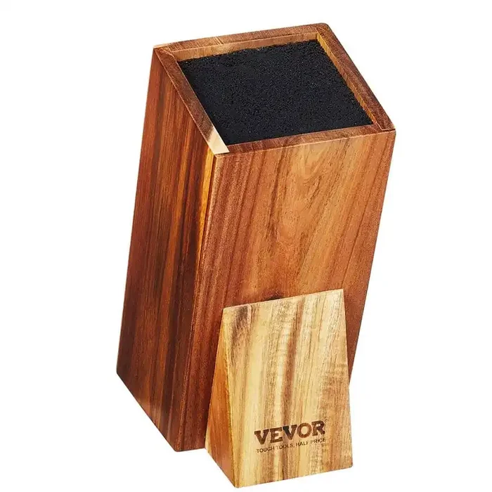 Universal Knife Holder Extra Large 1-Knife Storage Holder Stand Acacia Wood Knife Block with PP Brush Knife Rack