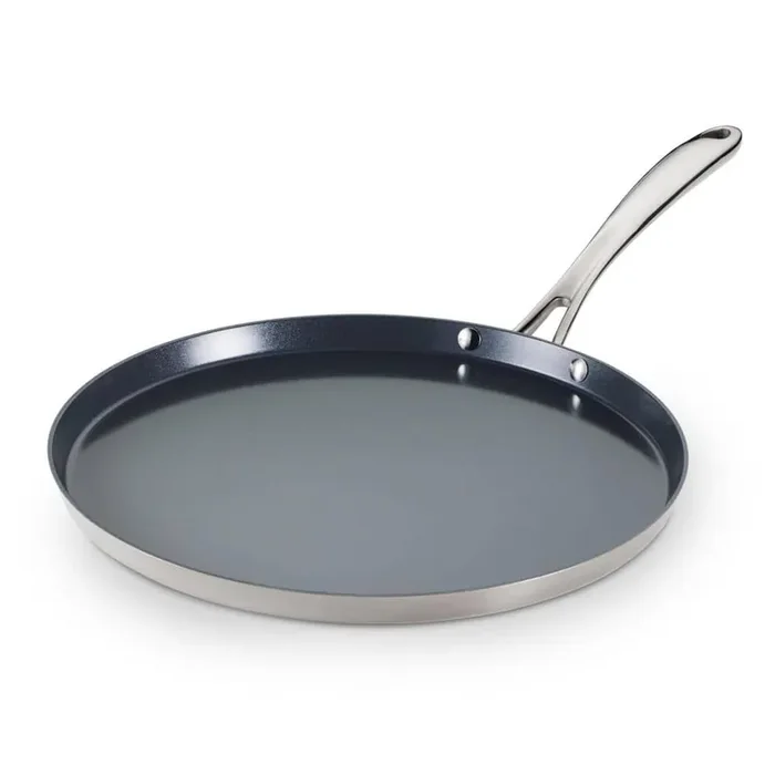 Utsava 12 in. Ceramic-Coated Stainless Steel Dosa Frying Pan Tawa